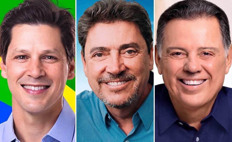 Daniel Vilela (MDB), Wilder Morais (PL) e Marconi Perillo (PSDB)
