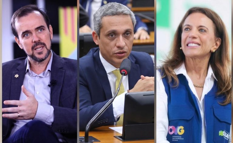 Gustavo Mendanha (PRD), Gustavo Gayer (PL) e Gracinha Caiado (União Brasil)