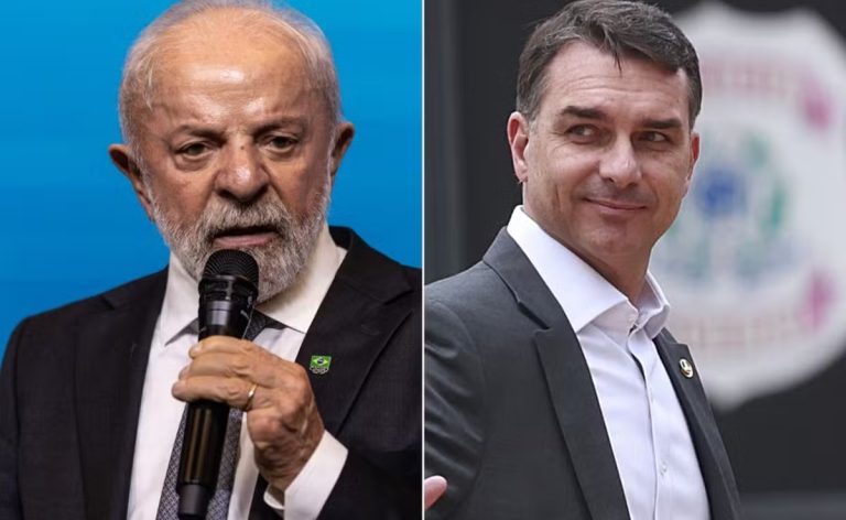 Flávio Bolsonaro aparece com 44% contra 43% de Lula em pesquisa, mostrando empate técnico e cenário indefinido para o segundo turno